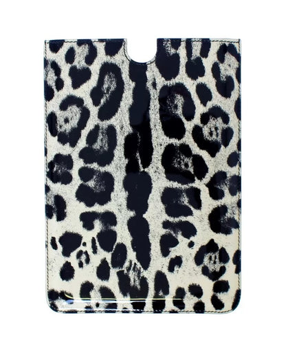  - Dolce & Gabbana White Leopard Pattern Leather eBook Cover Tablet Case