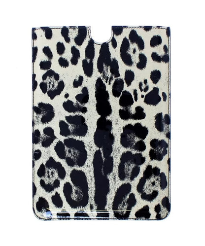  - Dolce & Gabbana White Leopard Pattern Leather eBook Cover Tablet Case