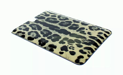  - Dolce & Gabbana White Leopard Pattern Leather eBook Cover Tablet Case