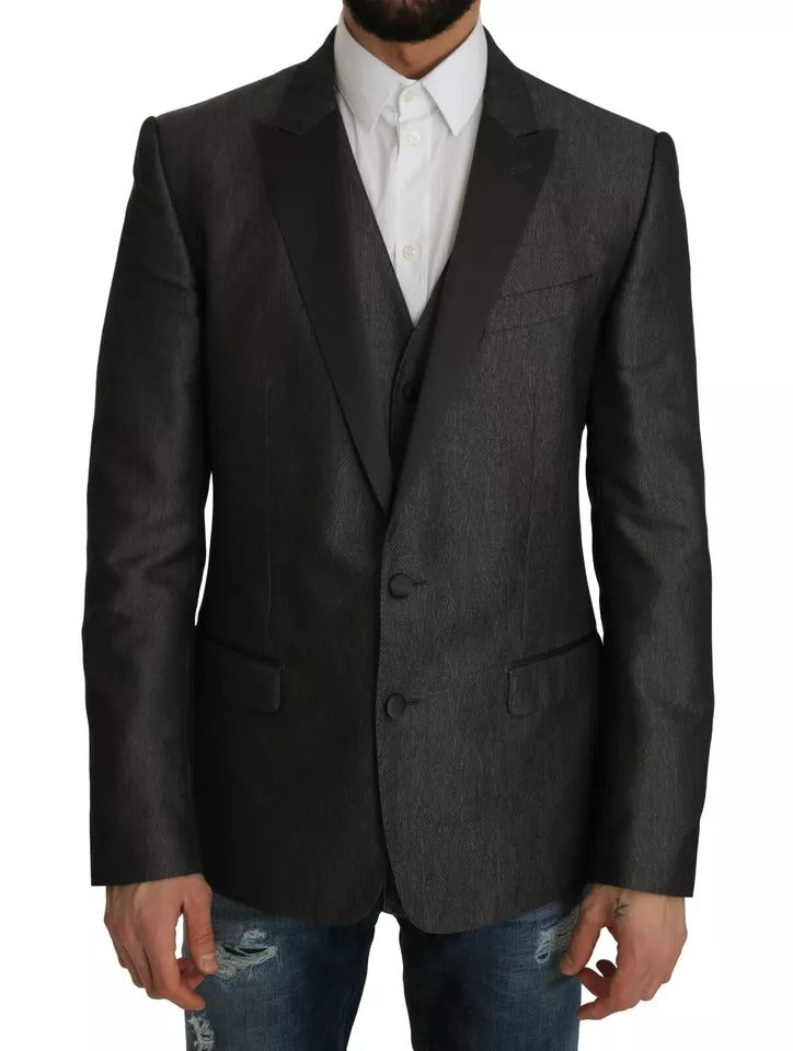 Dolce & Gabbana Gray MARTINI 2 Piece Slim Fit Vest Coat Blazer