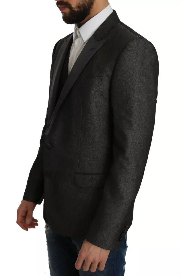 Dolce & Gabbana Gray MARTINI 2 Piece Slim Fit Vest Coat Blazer