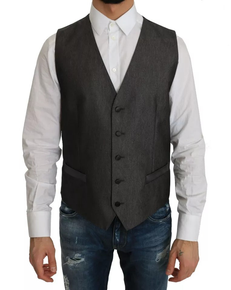 Dolce & Gabbana Gray MARTINI 2 Piece Slim Fit Vest Coat Blazer