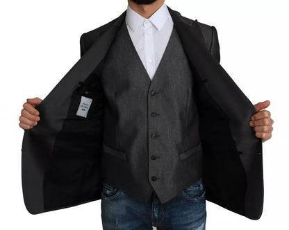 Dolce & Gabbana Gray MARTINI 2 Piece Slim Fit Vest Coat Blazer