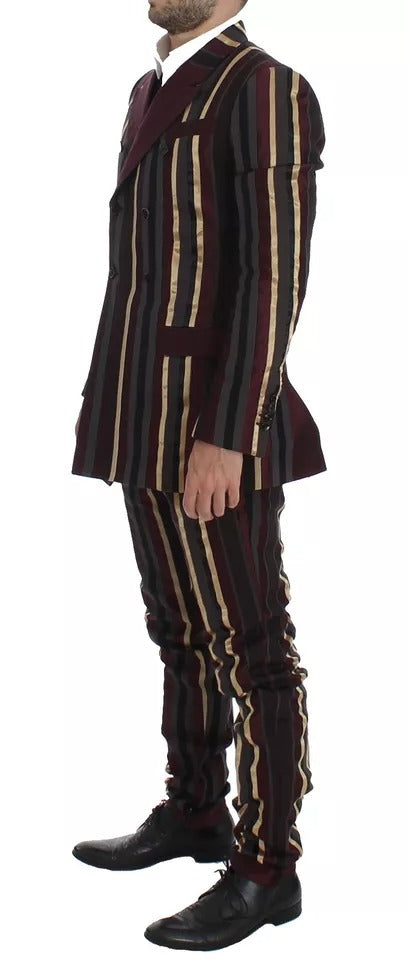 Dolce & Gabbana Multicolor Striped Runway 3-Piece Slim Fit Vest Suit