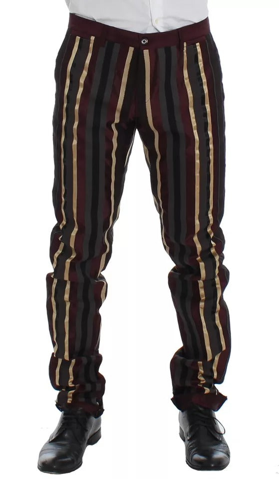 Dolce & Gabbana Multicolor Striped Runway 3-Piece Slim Fit Vest Suit