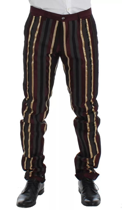 Dolce & Gabbana Multicolor Striped Runway 3-Piece Slim Fit Vest Suit