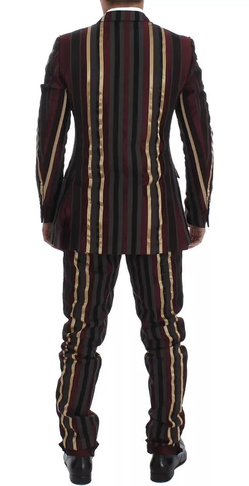 Dolce & Gabbana Multicolor Striped Runway 3-Piece Slim Fit Vest Suit