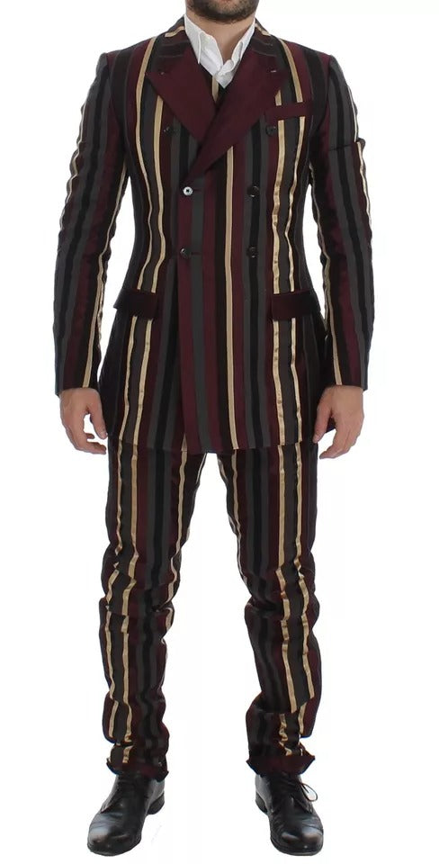 Dolce & Gabbana Multicolor Striped Runway 3-Piece Slim Fit Vest Suit