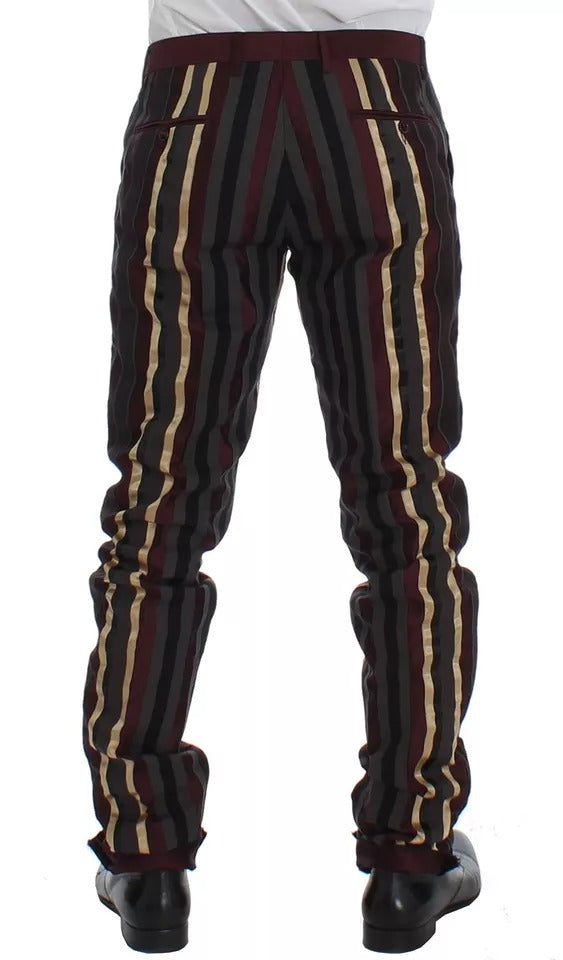 Dolce & Gabbana Multicolor Striped Runway 3-Piece Slim Fit Vest Suit