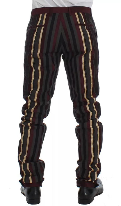 Dolce & Gabbana Multicolor Striped Runway 3-Piece Slim Fit Vest Suit
