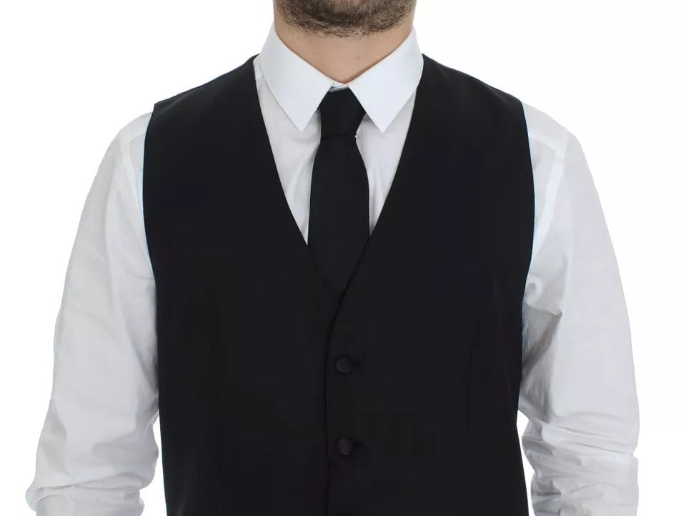 Dolce & Gabbana Men's Black Wool & Silk Blend Waistcoat