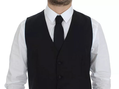 Dolce & Gabbana Men's Black Wool & Silk Blend Waistcoat