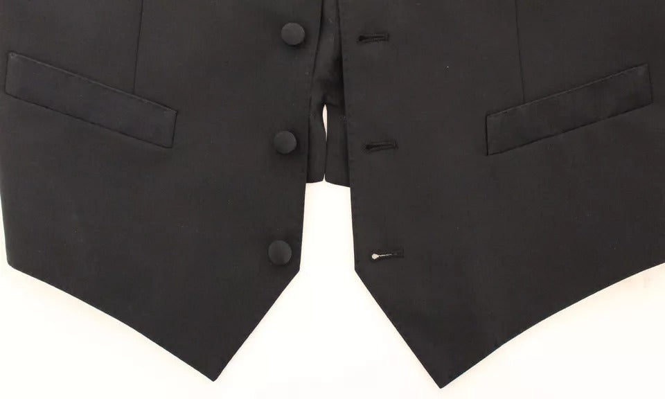 Dolce & Gabbana Men's Black Wool & Silk Blend Waistcoat