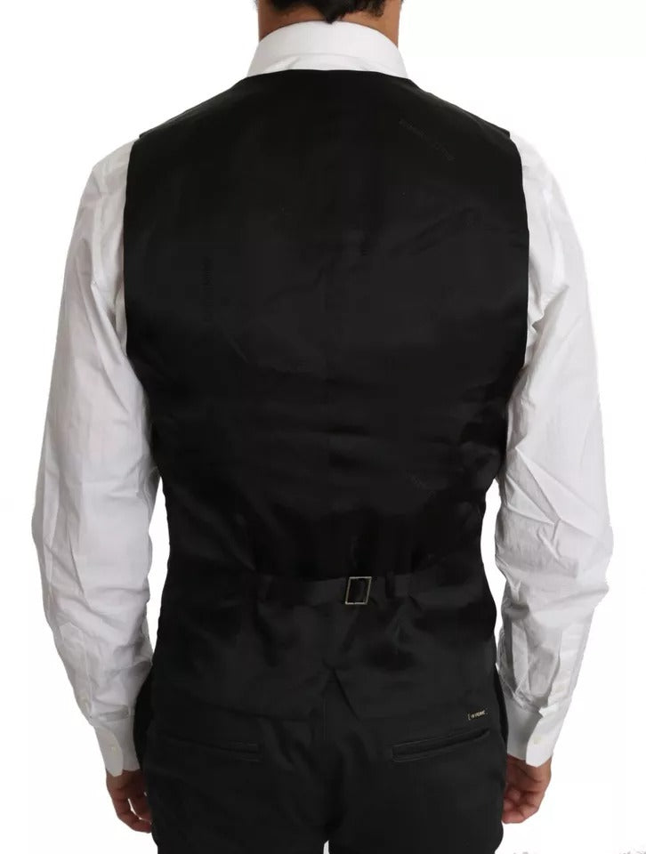 Dolce & Gabbana Staff Black Wool Logo Slim Fit Waistcoat Vest – Made in Italy
