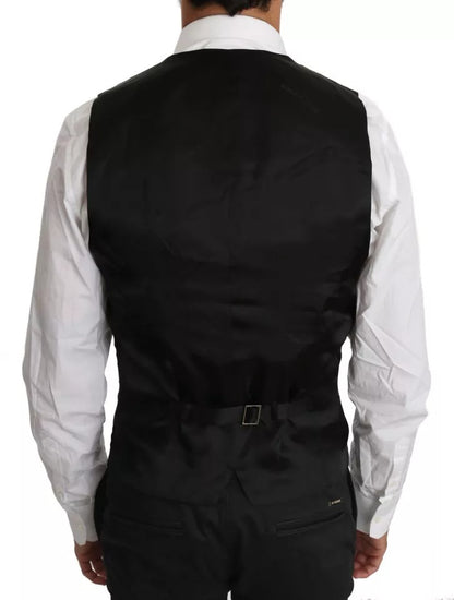 Dolce & Gabbana Staff Black Wool Logo Slim Fit Waistcoat Vest – Made in Italy