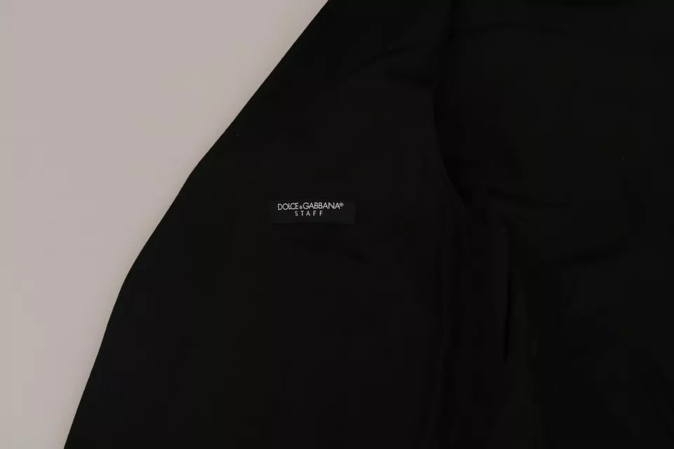 Dolce & Gabbana Staff Black Wool Logo Slim Fit Waistcoat Vest – Made in Italy