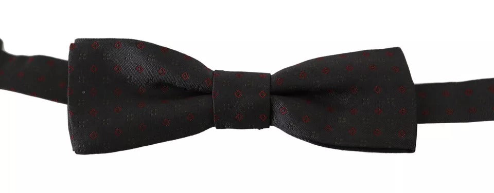 Dolce & Gabbana Gray & Red Dotted Silk Bow Tie – Made in Italy