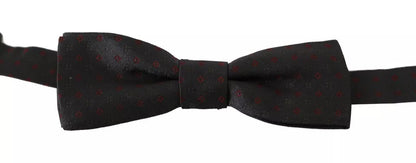 Dolce & Gabbana Gray & Red Dotted Silk Bow Tie – Made in Italy