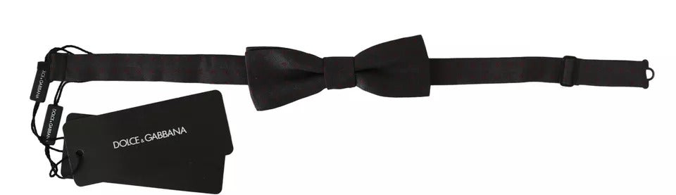 Dolce & Gabbana Gray & Red Dotted Silk Bow Tie – Made in Italy