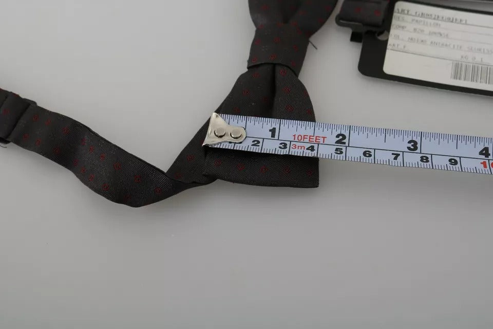 Dolce & Gabbana Gray & Red Dotted Silk Bow Tie – Made in Italy