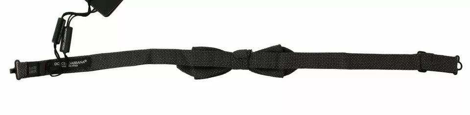 Dolce & Gabbana Gray Pattern Silk Bow Tie – Made in Italy