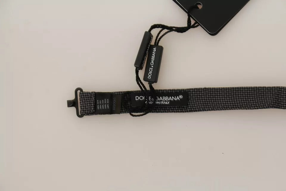 Dolce & Gabbana Gray Pattern Silk Bow Tie – Made in Italy