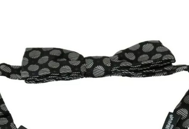Dolce & Gabbana Black Silk Circle Pattern Bow Tie – Made in Italy