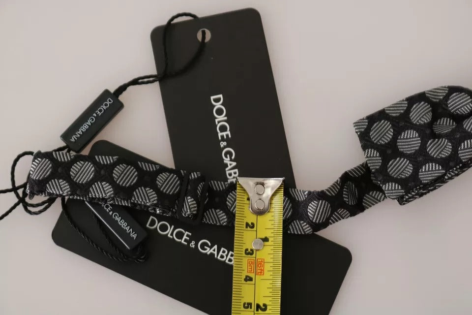 Dolce & Gabbana Black Silk Circle Pattern Bow Tie – Made in Italy