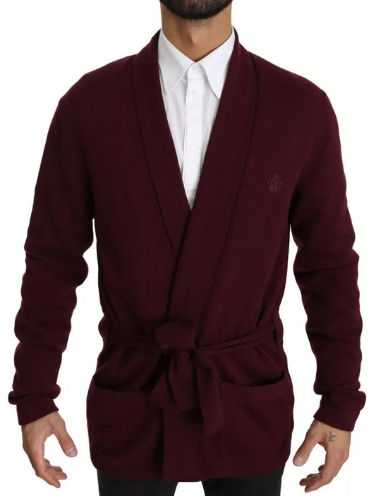 Dolce & Gabbana Men's Bordeaux Cashmere Crown Cardigan Sweater – Made in Italy
