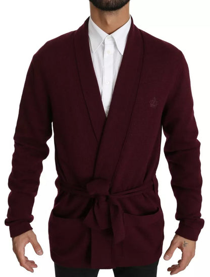 Dolce & Gabbana Men's Bordeaux Cashmere Crown Cardigan Sweater – Made in Italy