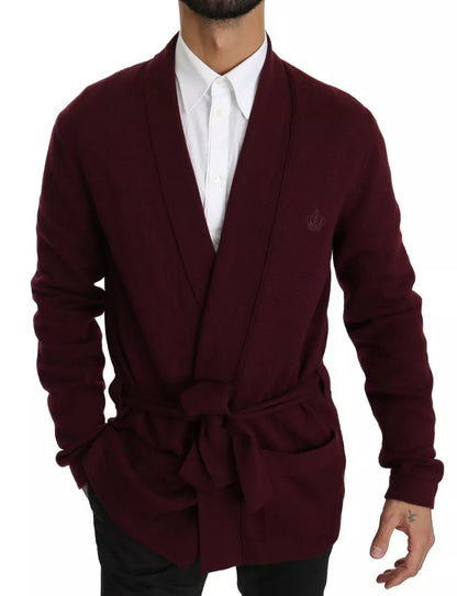 Dolce & Gabbana Men's Bordeaux Cashmere Crown Cardigan Sweater – Made in Italy