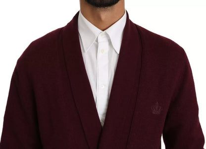 Dolce & Gabbana Men's Bordeaux Cashmere Crown Cardigan Sweater – Made in Italy