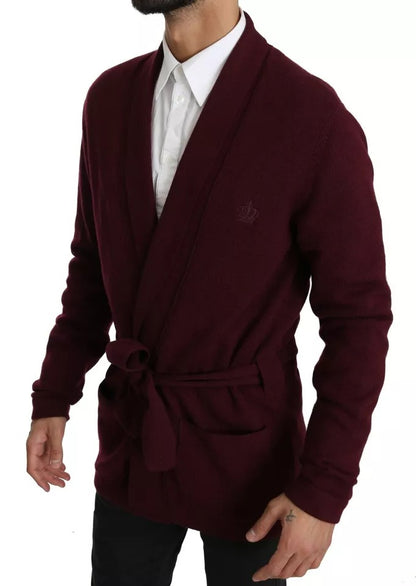 Dolce & Gabbana Men's Bordeaux Cashmere Crown Cardigan Sweater – Made in Italy