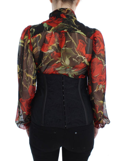  - Elegant Black Floral Brocade Corset Belt