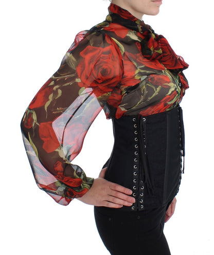  - Elegant Black Floral Brocade Corset Belt