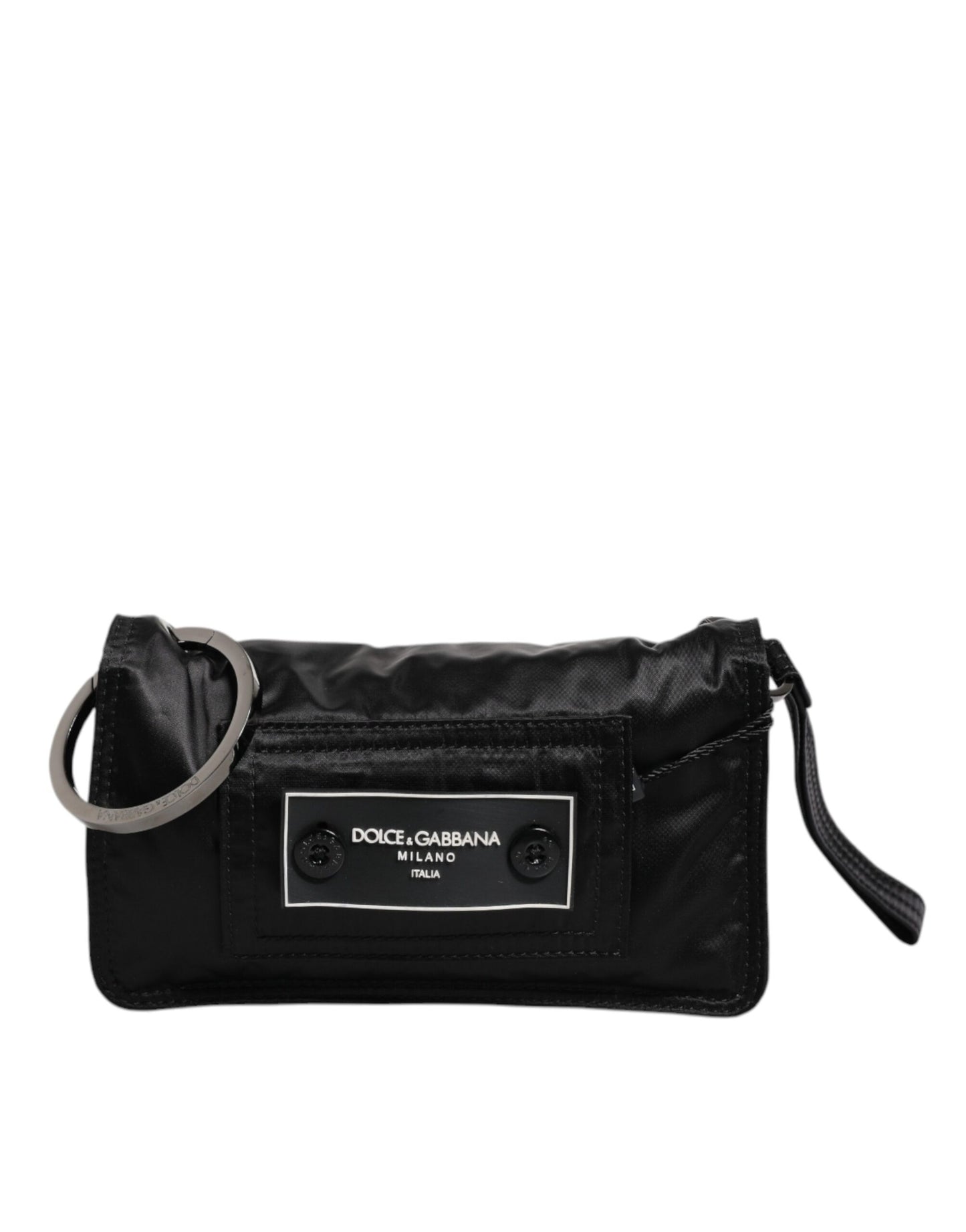 Dolce & Gabbana Black Fabric Logo Two-Way Clutch Crossbody Bag
