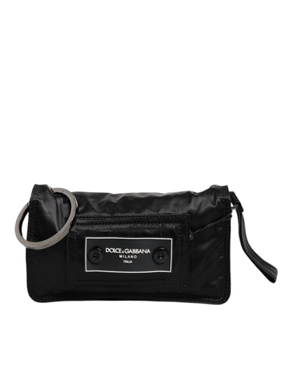Dolce & Gabbana Black Fabric Logo Two-Way Clutch Crossbody Bag