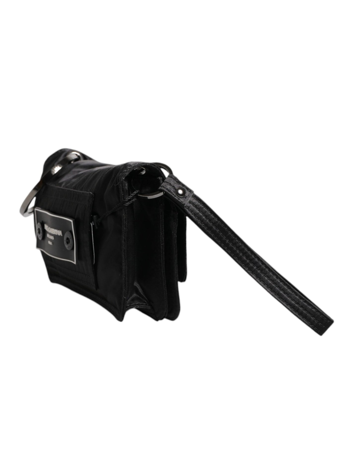 Dolce & Gabbana Black Fabric Logo Two-Way Clutch Crossbody Bag