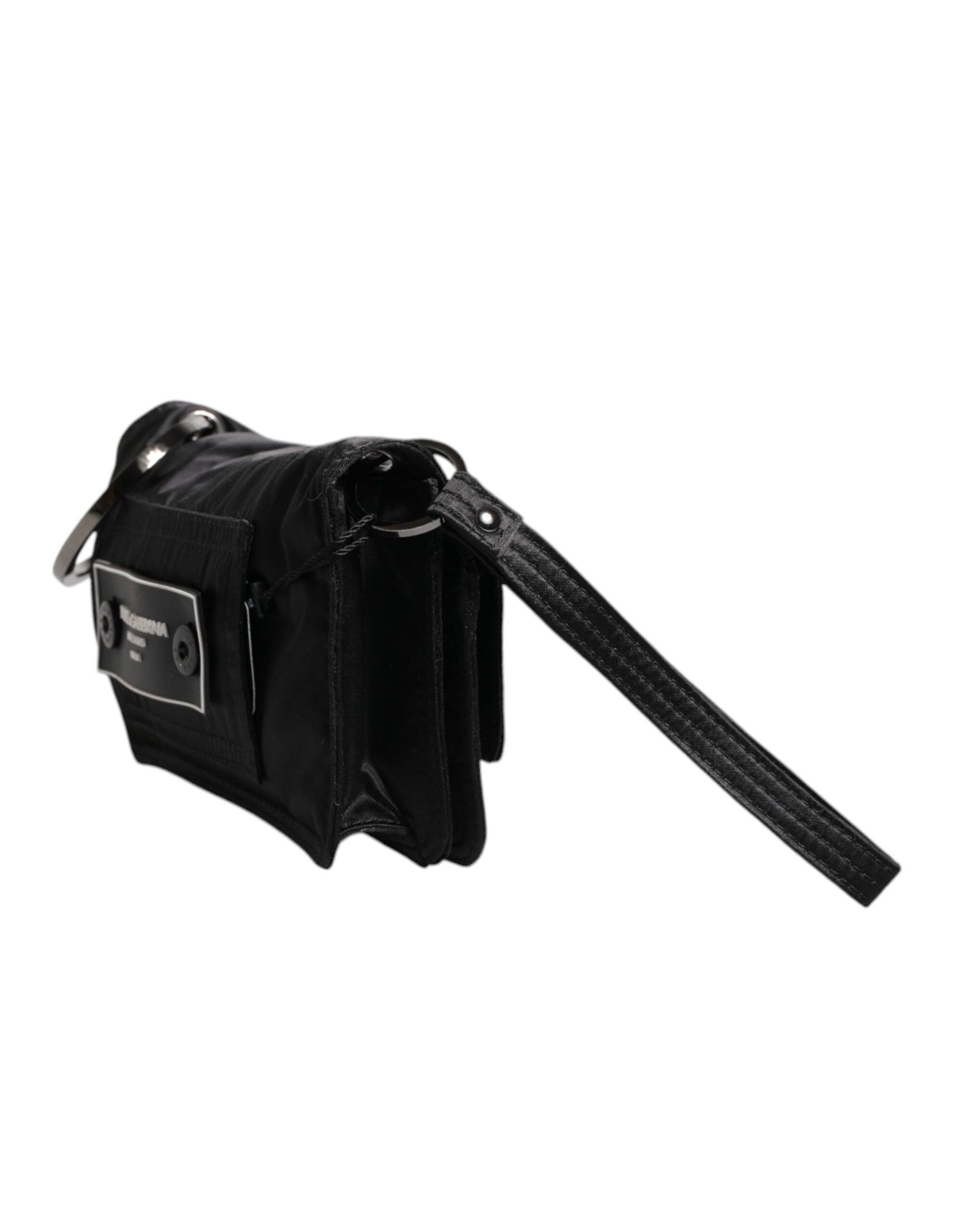 Dolce & Gabbana Black Fabric Logo Two-Way Clutch Crossbody Bag