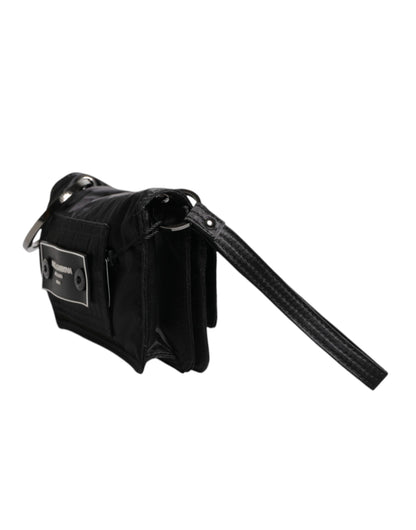 Dolce & Gabbana Black Fabric Logo Two-Way Clutch Crossbody Bag