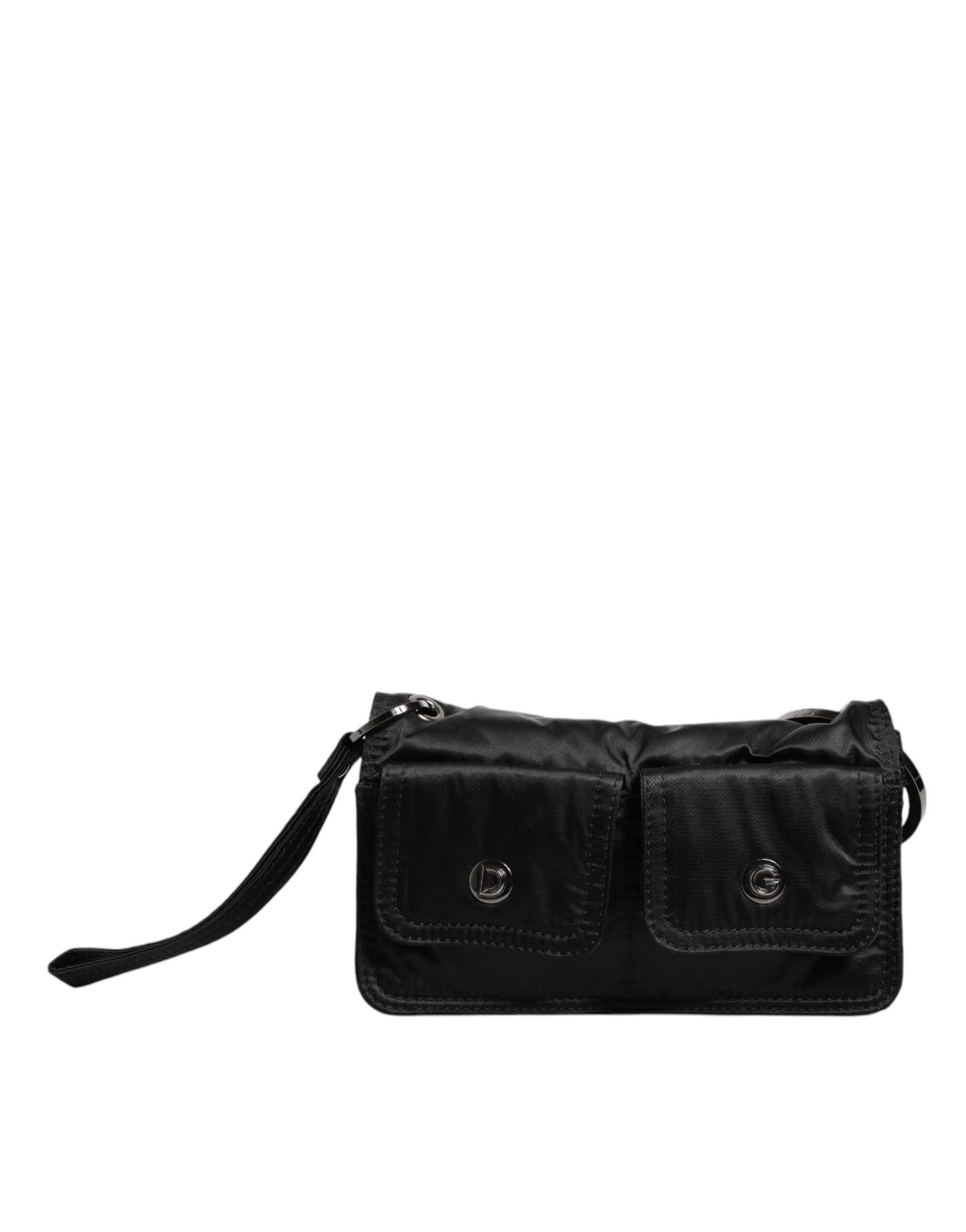 Dolce & Gabbana Black Fabric Logo Two-Way Clutch Crossbody Bag