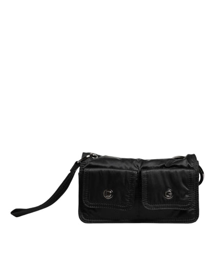 Dolce & Gabbana Black Fabric Logo Two-Way Clutch Crossbody Bag