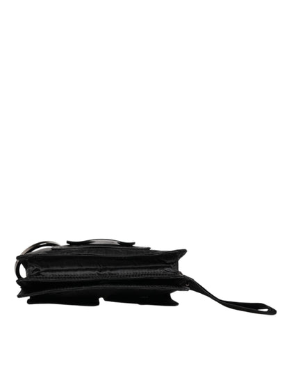 Dolce & Gabbana Black Fabric Logo Two-Way Clutch Crossbody Bag
