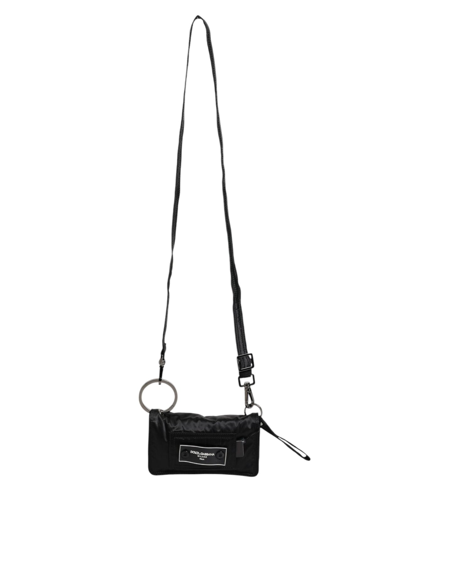 Dolce & Gabbana Black Fabric Logo Two-Way Clutch Crossbody Bag