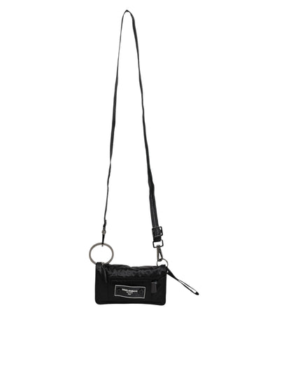 Dolce & Gabbana Black Fabric Logo Two-Way Clutch Crossbody Bag