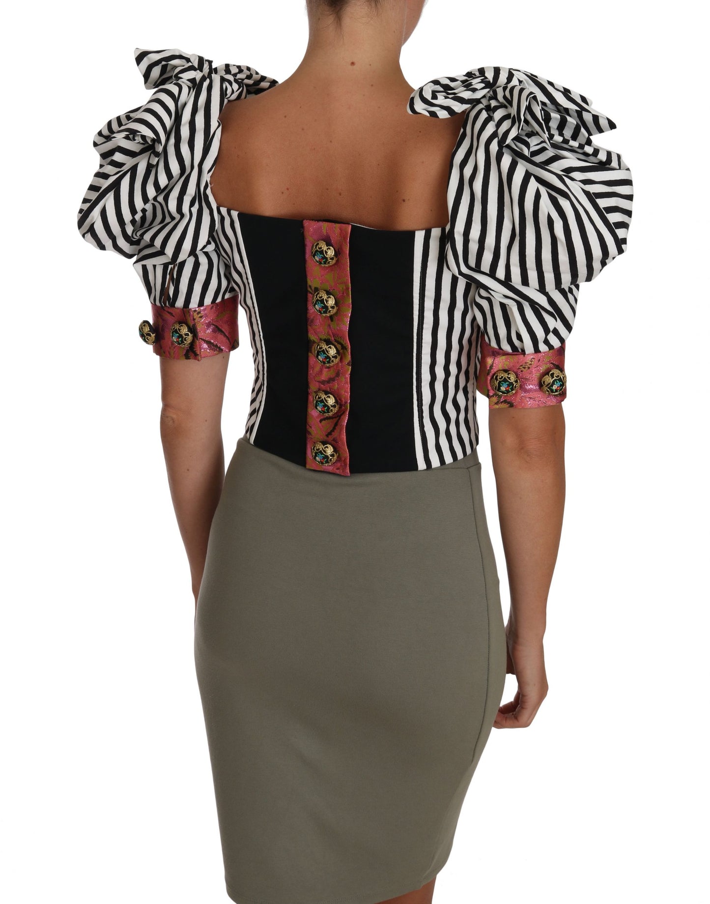 Cropped Corset Top with Crystal Buttons