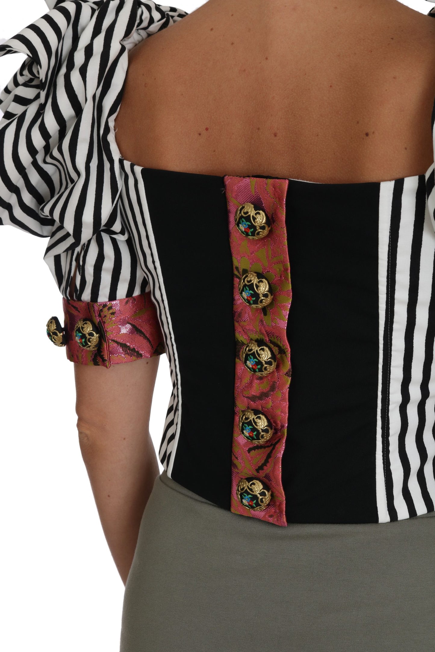 Cropped Corset Top with Crystal Buttons