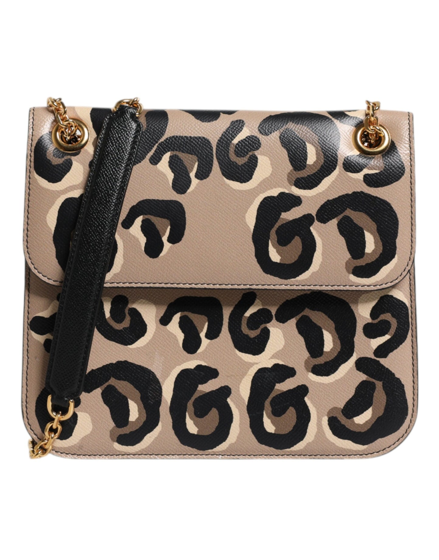  - Dolce & Gabbana Beige DG Leather Leopard Pattern Crossbody Bag