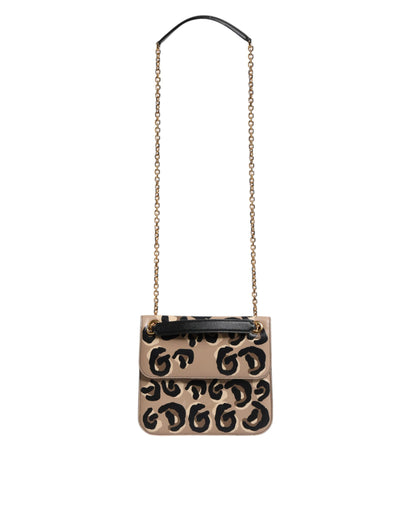  - Dolce & Gabbana Beige DG Leather Leopard Pattern Crossbody Bag