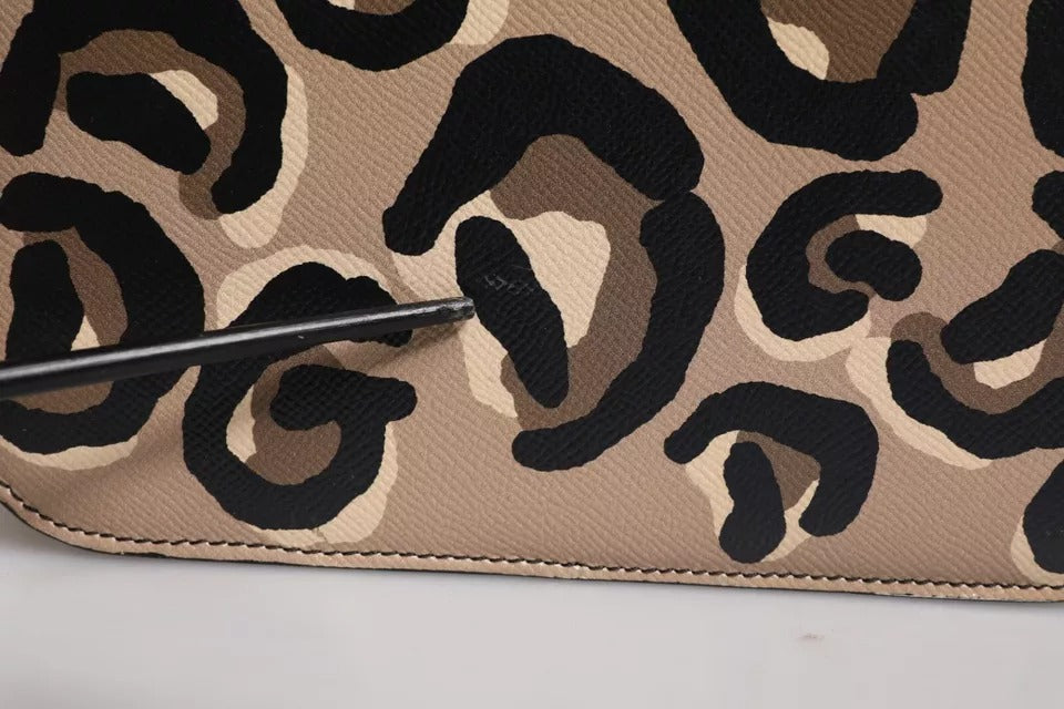  - Dolce & Gabbana Beige DG Leather Leopard Pattern Crossbody Bag